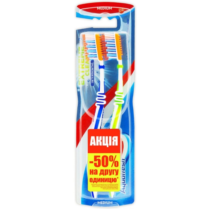 Зубная щётка Aquafresh Extreme Clean Medium Twin 2pcs