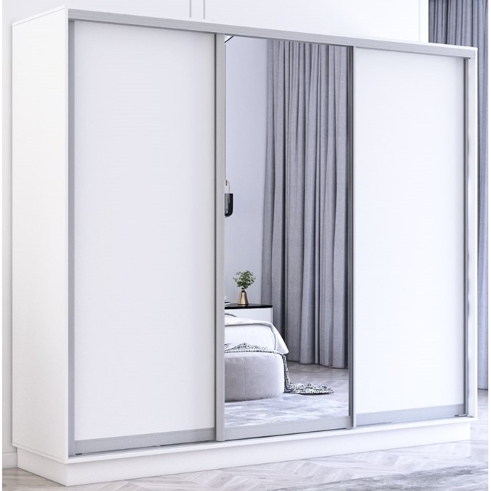 Dulap cu uşi glisante Mobildor-Lux Fox Chipboard/Mirror 260x200 White (fox6653)