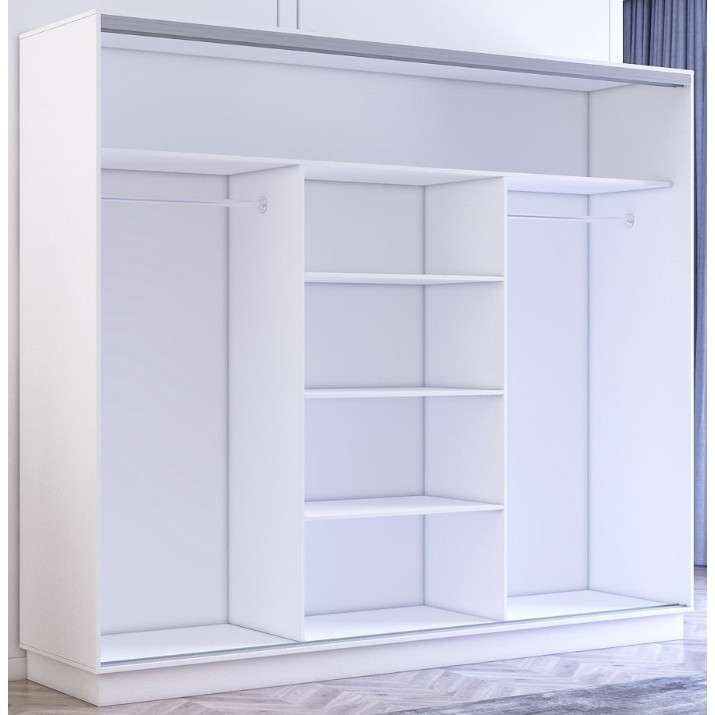 Dulap cu uşi glisante Mobildor-Lux Fox Chipboard/Mirror 270x210 White (fox6382)