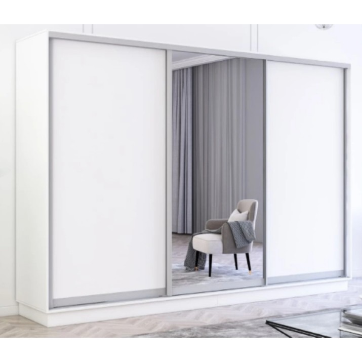 Dulap cu uşi glisante Mobildor-Lux Fox Chipboard/Mirror 360x230 White (fox7371)