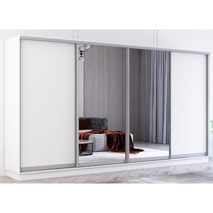 Dulap cu uşi glisante Mobildor-Lux Fox Chipboard/Mirror 380x230 White (fox7008)
