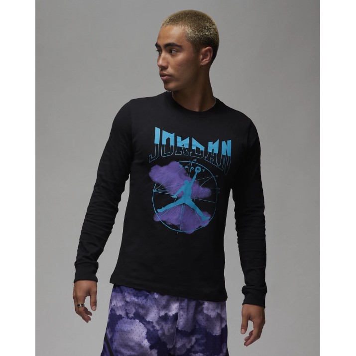 Hanorac pentru bărbați Nike M Jordan Sprt Ls Gfx Crew Black/Psychic Purple/Aquatone, s.S