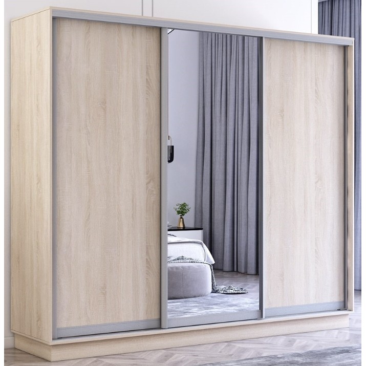 Dulap cu uşi glisante Mobildor-Lux Fox Chipboard/Mirror 270x230 Oak Sonoma (fox6389)
