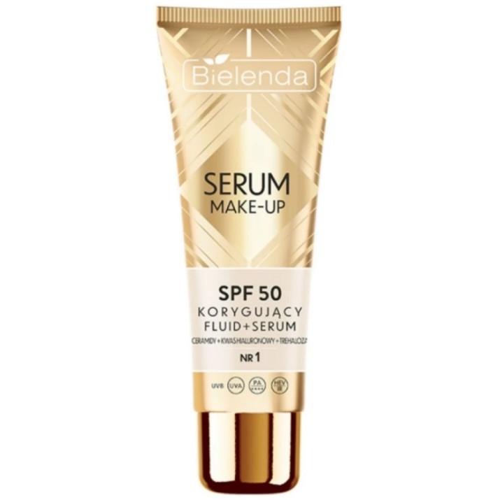 Тональный флюид для лица Bielenda Make-Up Fluid+Serum SPF50 30ml N1