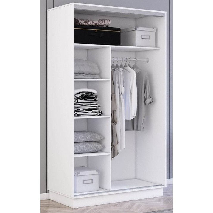 Dulap cu uşi glisante Mobildor-Lux Fox Chipboard/Mirror 100x210 White (fox6190)
