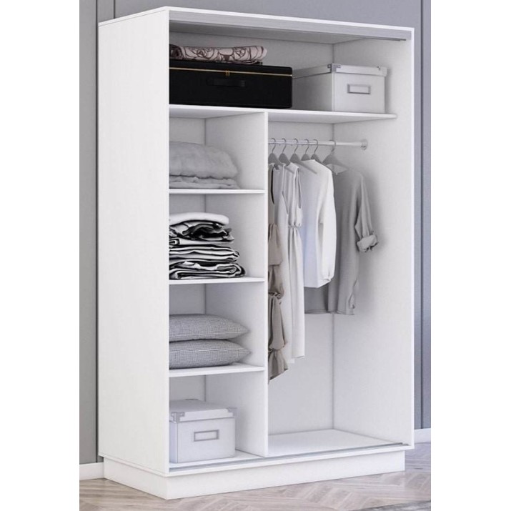 Dulap cu uşi glisante Mobildor-Lux Fox Chipboard/Mirror 130x210 White (fox6012)