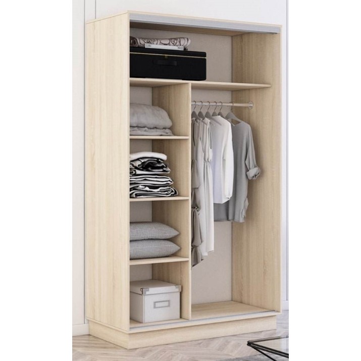 Dulap cu uşi glisante Mobildor-Lux Fox Chipboard/Mirror 130x210 Oak Sonoma (fox6017)
