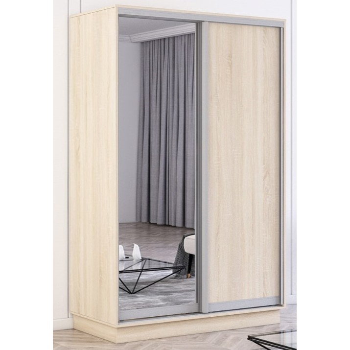 Dulap cu uşi glisante Mobildor-Lux Fox Chipboard/Mirror 130x210 Oak Sonoma (fox6017)