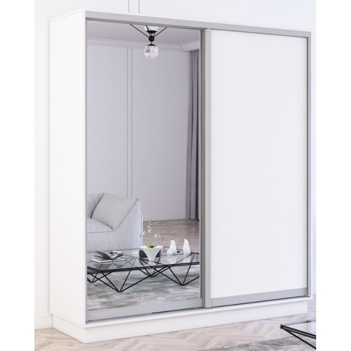 Dulap cu uşi glisante Mobildor-Lux Fox Chipboard/Mirror 160x200 White (fox6445)