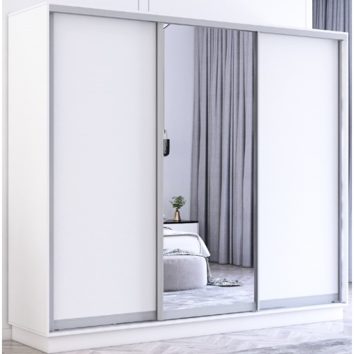 Шкаф-купе Mobildor-Lux Fox Chipboard/Mirror 240x210 White (fox6542)