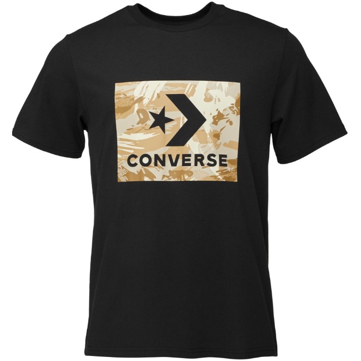 Tricou bărbătesc Converse Star Chev Brush Stroke Knock Out Camo Fill Black, s.M