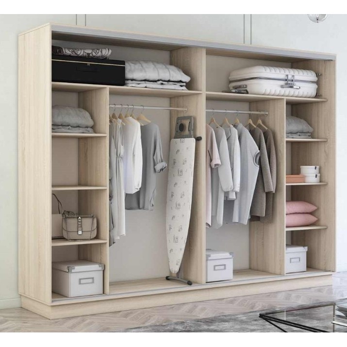 Dulap cu uşi glisante Mobildor-Lux Fox Chipboard/Mirror 370x210 Oak Sonoma (fox7518)
