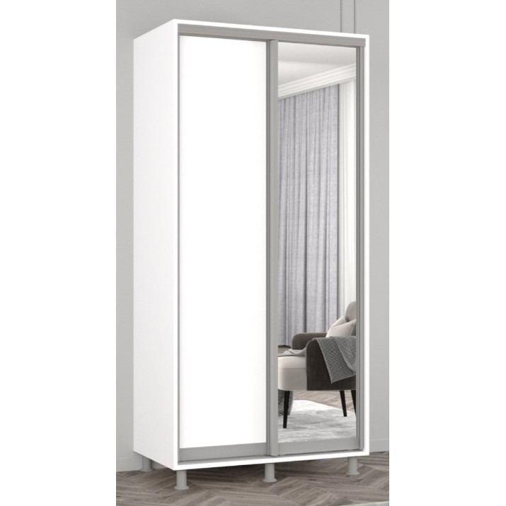 Шкаф-купе Mobildor-Lux Aron Chipboard/Mirror 110x200 White (aron369)