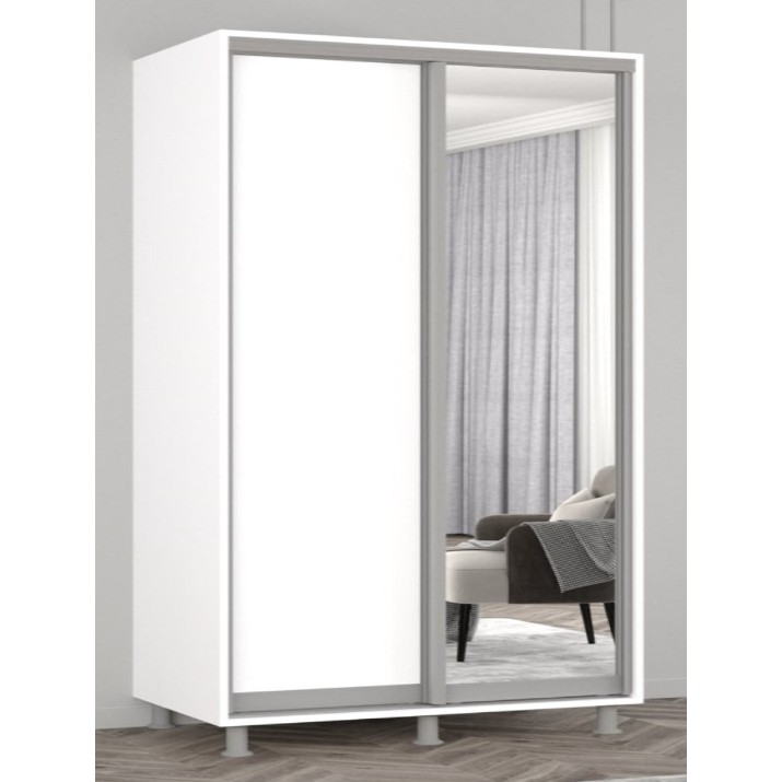 Dulap cu uşi glisante Mobildor-Lux Aron Chipboard/Mirror 120x230 White (aron611)