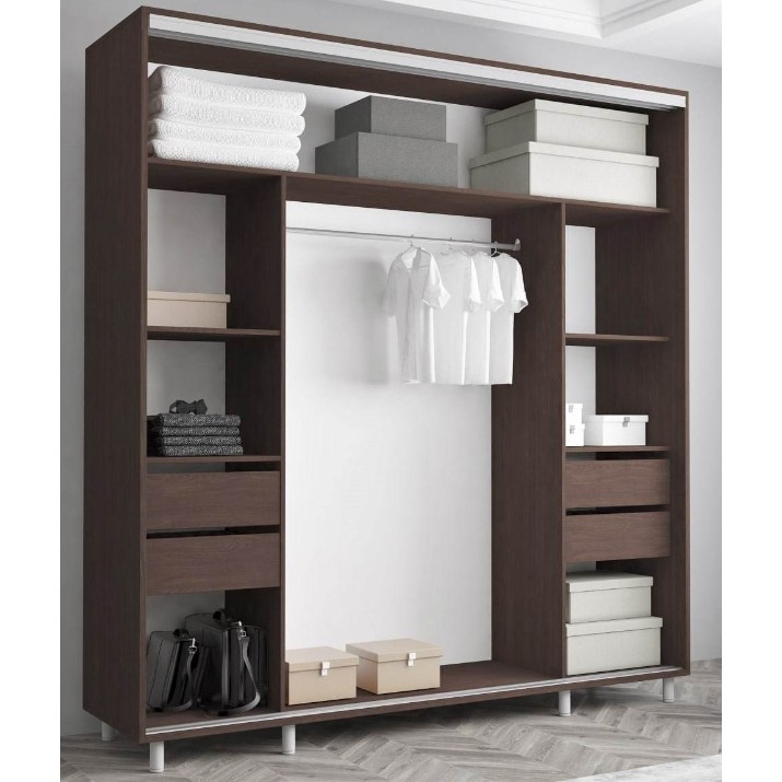 Dulap cu uşi glisante Mobildor-Lux Aron S 190x200 (2226 Wenghe) uși glisante din PAL