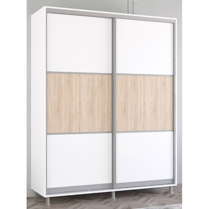 Dulap cu uşi glisante Mobildor-Lux Aron-P 150x200 White/Oak Sonoma (aronp3014) K