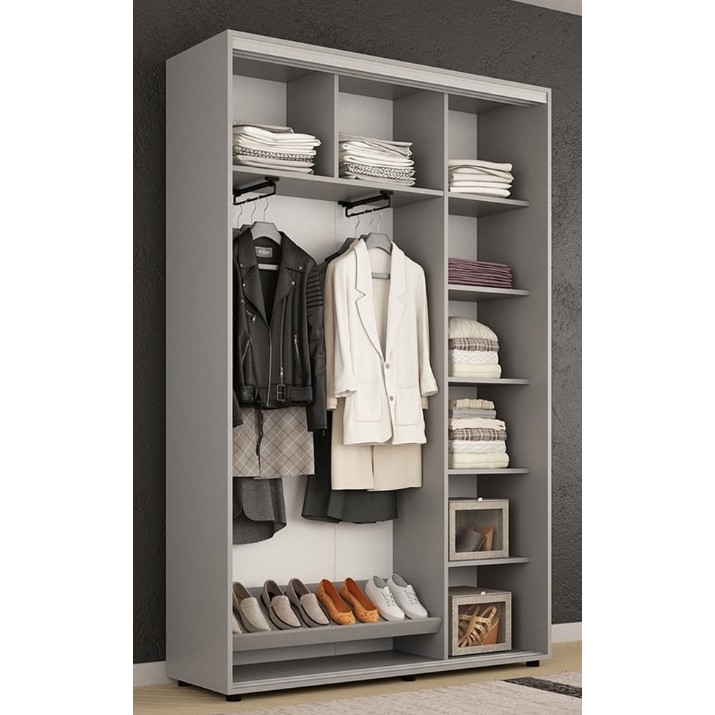 Dulap cu uşi glisante Mobildor-Lux Compact 160x220 uși glisante Oglindă + PAL cu ornament grecesc