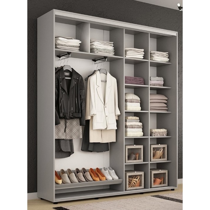 Dulap cu uşi glisante ML-Mobila Compact 220x220 uși glisante Oglindă + PAL cu ornament grecesc