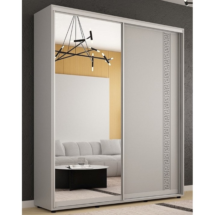 Dulap cu uşi glisante Mobildor-Lux Compact 230x220 uși glisante Oglindă + PAL cu ornament grecesc
