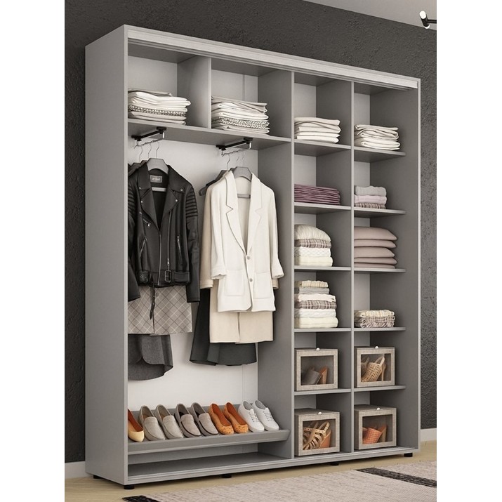 Шкаф-купе Mobildor-Lux Compact 200x220 uși glisante Oglindă + PAL cu ornament linii