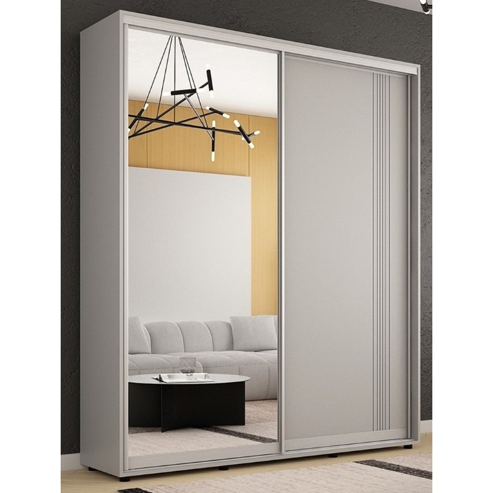 Шкаф-купе Mobildor-Lux Compact 240x220 uși glisante Oglindă + PAL cu ornament linii