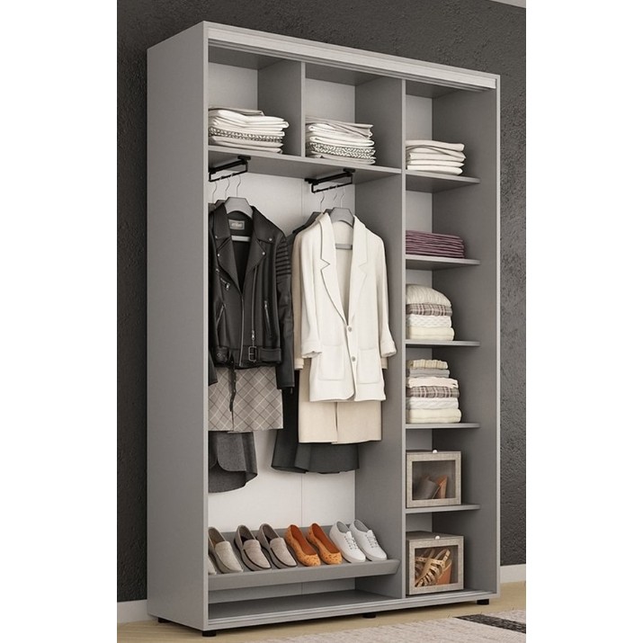 Шкаф-купе Mobildor-Lux Compact 150x220 uși glisante PAL cu ornament linii