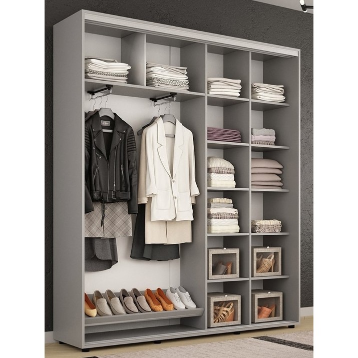 Dulap cu uşi glisante Mobildor-Lux Compact 200x220 uși glisante PAL cu ornament linii