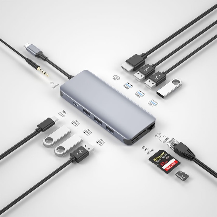 Statie de andocare WiWU Alpha 12 in 1 Hub Gray
