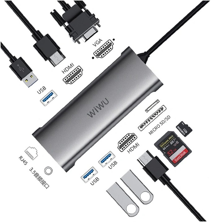 Док-станция WiWU Alpha A11312H Hub Gray