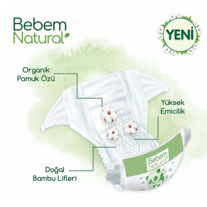 Подгузники Bebem Natural Midi 3/56pcs