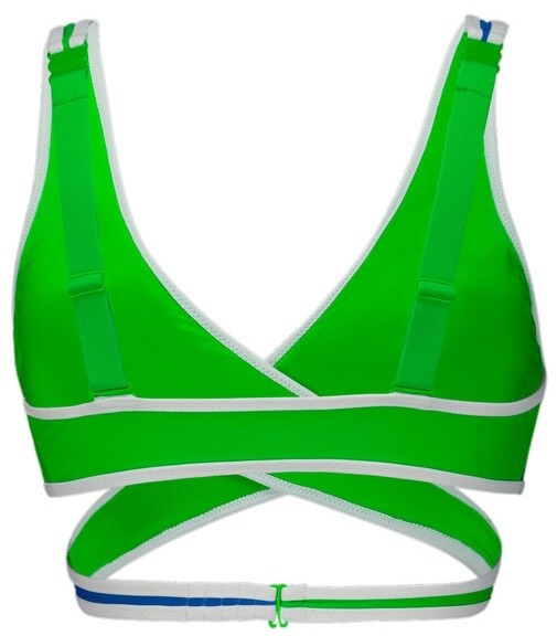 Sutien de baie Puma Swim Women Contour Plunge Top 1P Blue/Fluo Green, s.XS