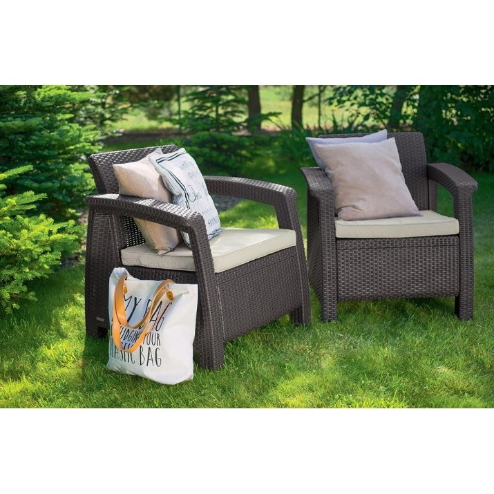 Set mobila de grădină Keter Corfu II Duo Set Brown/Oat (258944)