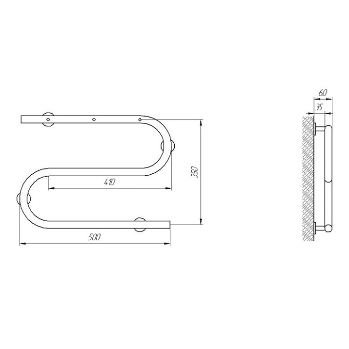Uscător de prosoape Laris Coil E 25 CK2 500х330 R