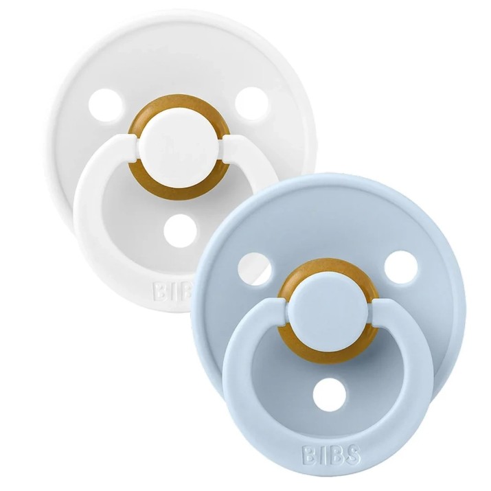 Suzeta BIBS Colour 2 Pack - White/Baby Blue 0+ months