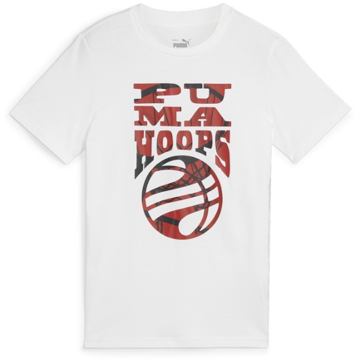 Tricou pentru copii Puma Basketball Blueprint Tee B Puma White/Mars Red, s.140