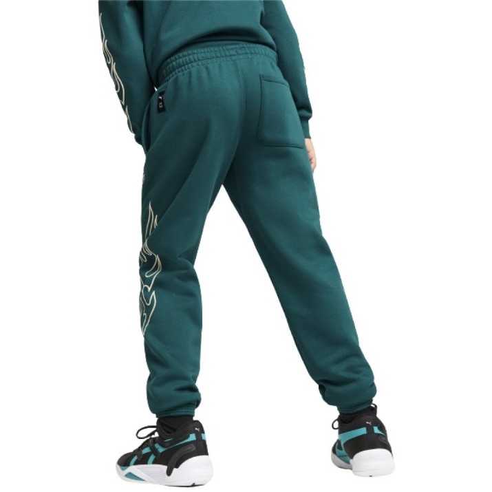 Pantaloni spotivi pentru copii Puma Basketball Caution Sweat Pants B Cold Green, s.176