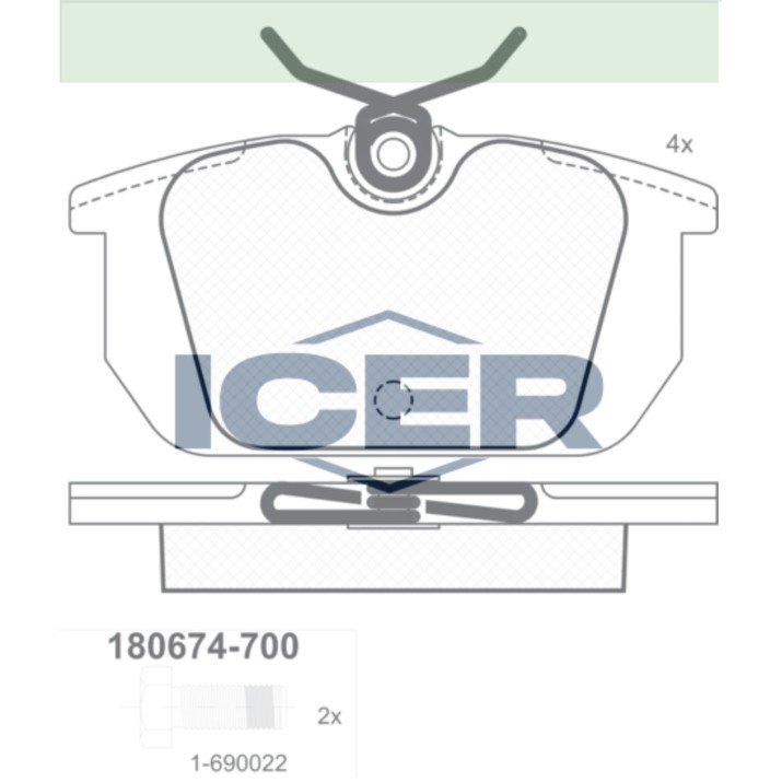 Комплект тормозных колодок ICER 180674-700