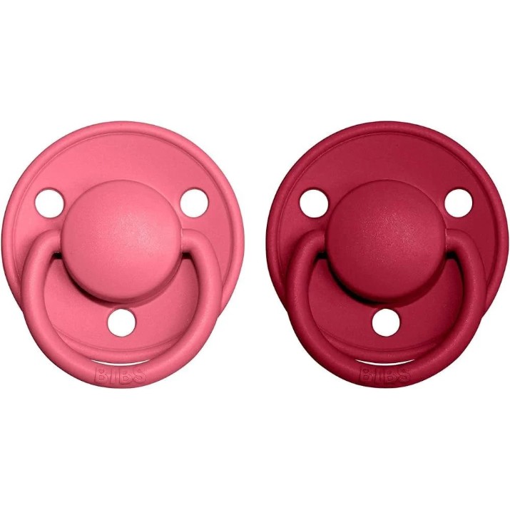 Suzeta BIBS De Lux 2 Pack 0-6months Coral/Ruby (180221)
