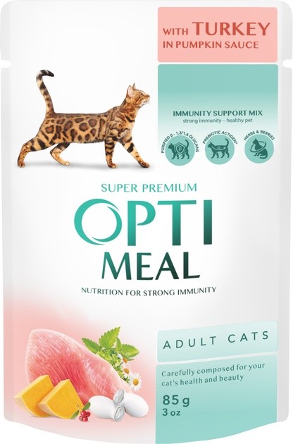Hrană umedă pentru pisici Optimeal Adult Cats Turkey 85g