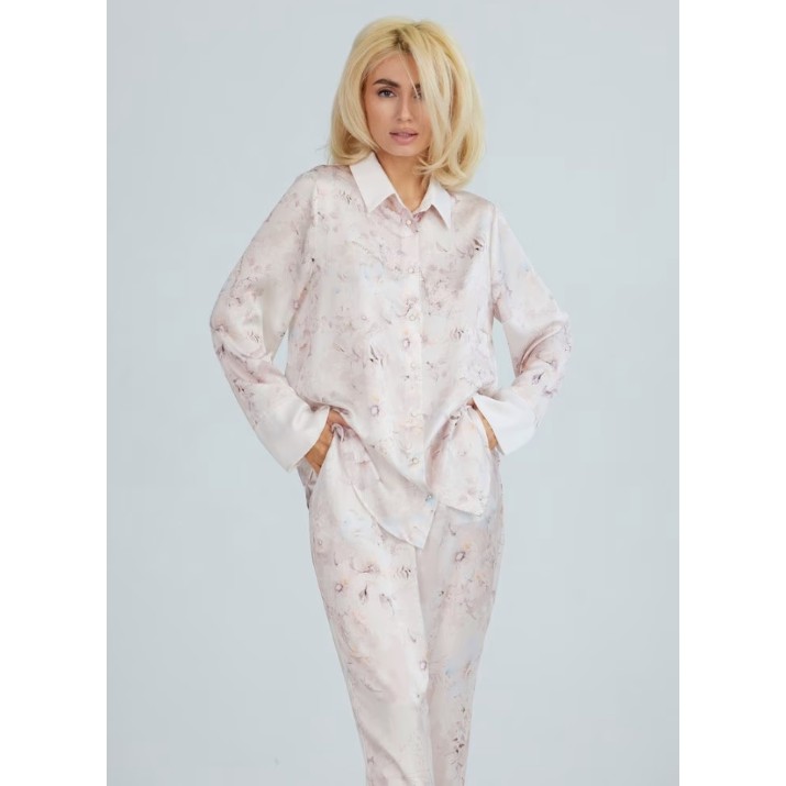 Pijama Ajoure M23614 Beige/Print Flowers, s.2XL