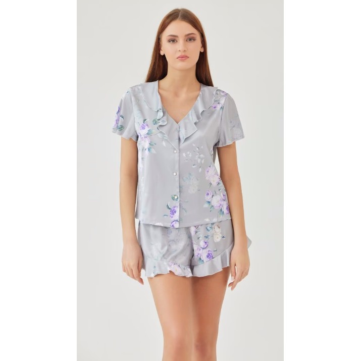 Пижама Ajoure M23615 Grey/Print Flowers, s.XS