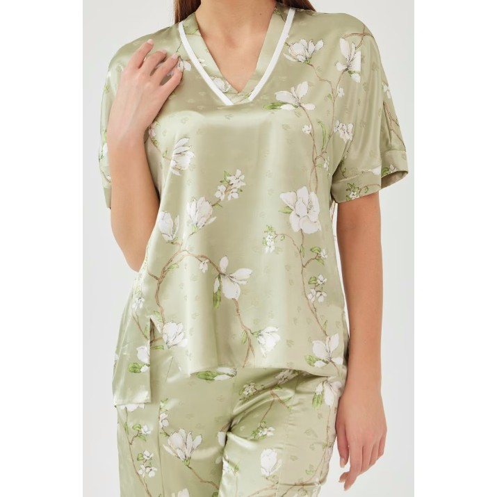 Пижама Ajoure M23623 Green/Print Flowers, s.2XL