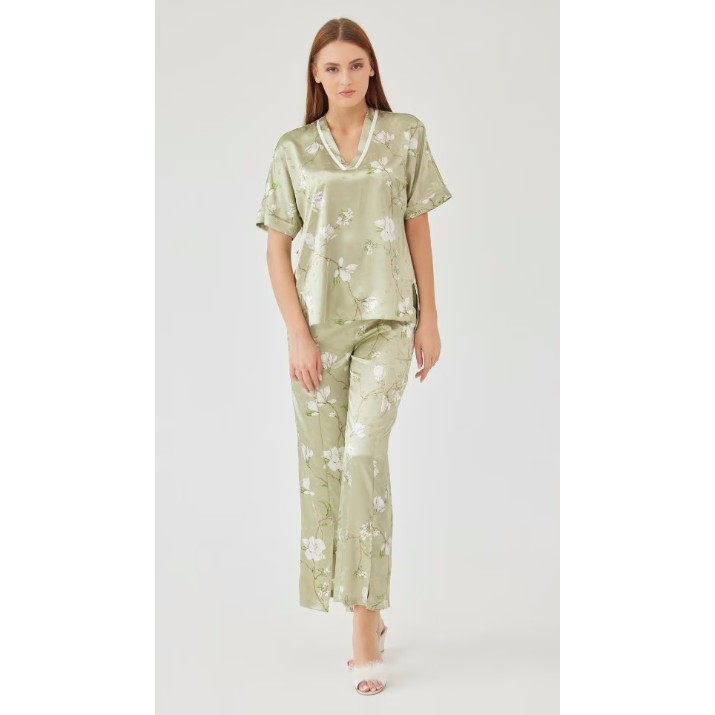 Пижама Ajoure M23623 Green/Print Flowers, s.3XL