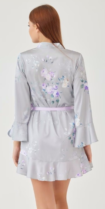 Халат Ajoure M5157 Grey/Print Flowers, s.M