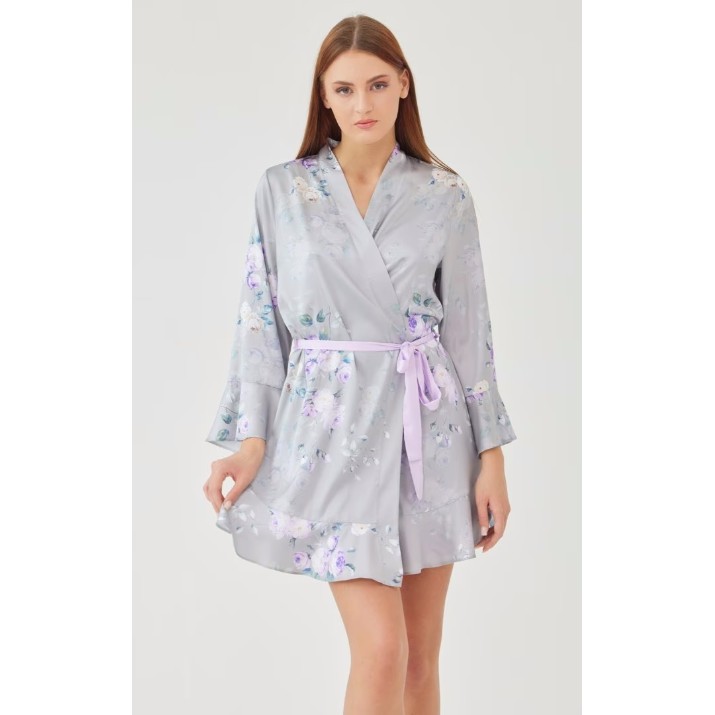 Халат Ajoure M5157 Grey/Print Flowers, s.XL