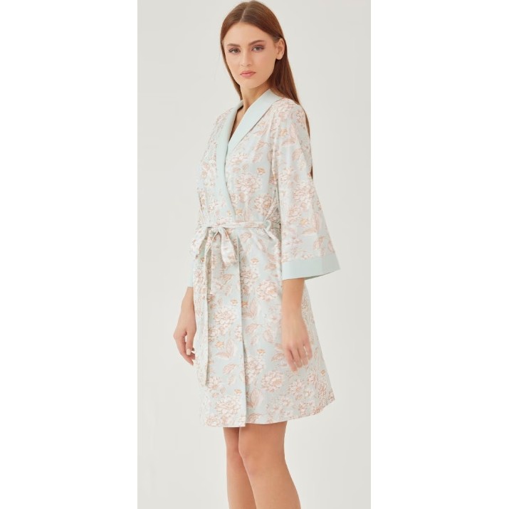Халат Ajoure T5156 Mint/Print Flowers, s.XL