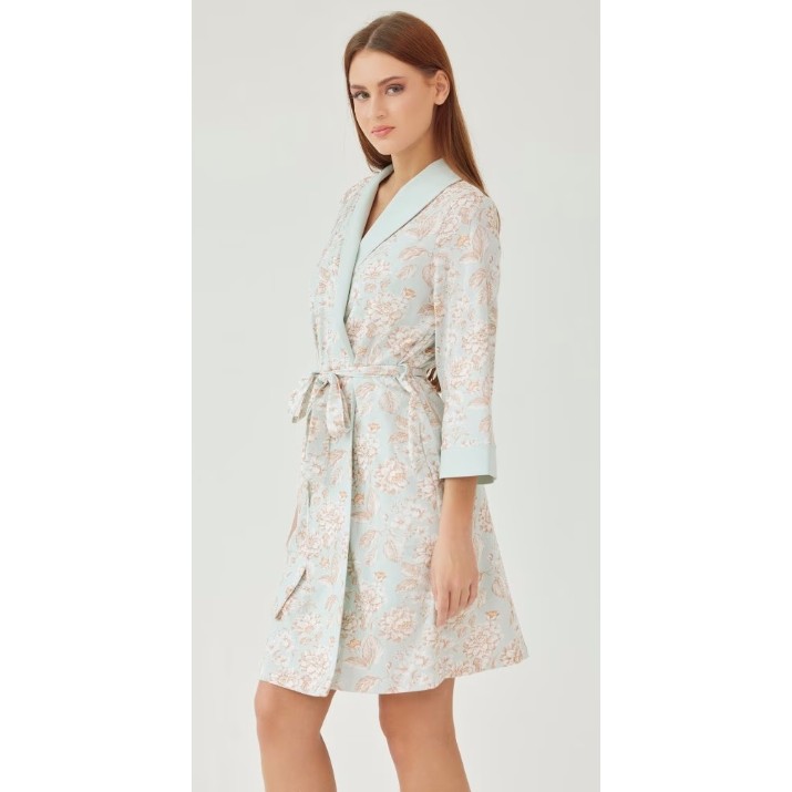 Халат Ajoure T5156 Mint/Print Flowers, s.XL