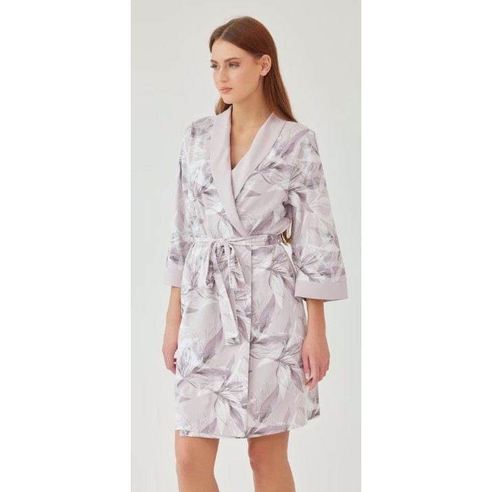 Халат Ajoure T5156 Truffle/Print Leaf, s.XS