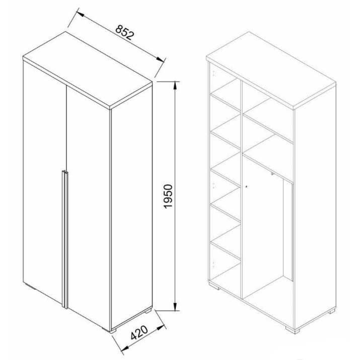 Dulap Ambianta Duet 850x1950mm Bardolino Gri