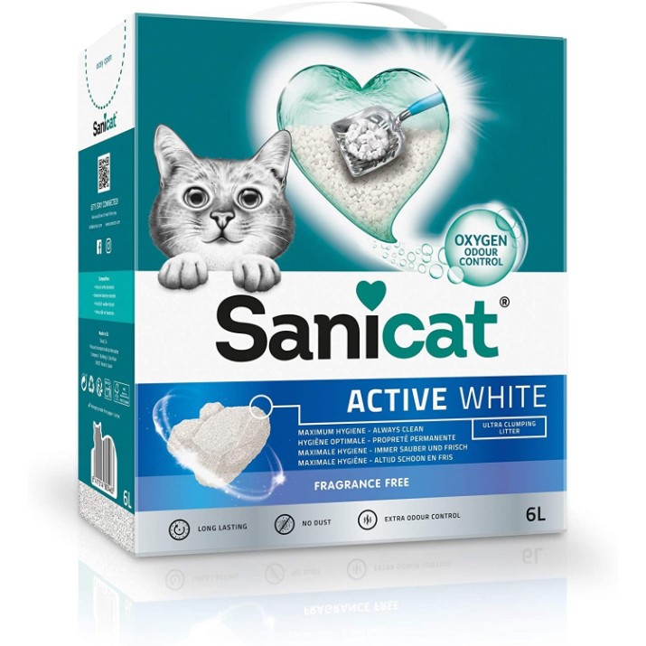 Asternut igienic pentru pisici Sanicat Active White 6L